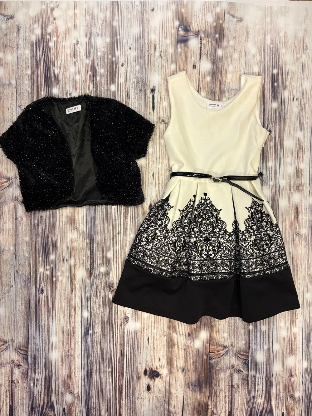 Kids, black and white party dress